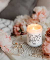 KORMMCO Get Well Soon Gifts for Women, Take Your Pain Scented Soy Candle, Feel Better, After Surgery Gifts for Women, Her, Friends, Vanilla&Lavender Scented Candles with Crystal