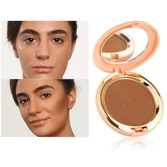 Oulac Shimmer Bronzer Powder Face Makeup with Mirror - Natural SunKissed Bronzer Look,Highly Pigmented Cream Bronzer, Long Lasting Glow, Easy to Blend, Vegan