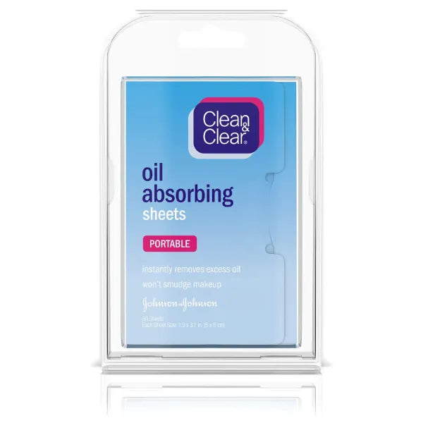 Clean & Clear Oil Absorbing Facial Sheets, Portable Blotting Papers for Face and Nose, Blotting Sheets for Oily Skin to Instantly Remove Excess Oil and Shine, Absorbing Blotting Papers