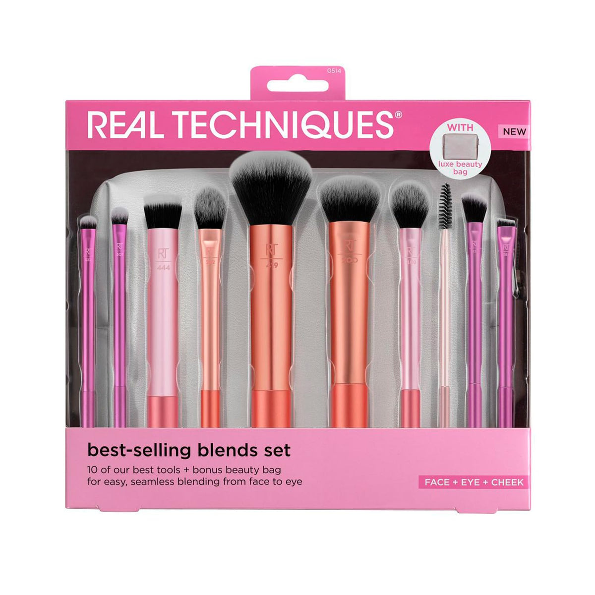 Real Techniques Blends Kit, Face + Eye + Cheek, 11 Piece Set For blush, for Contour, Eyeshadow, Foundation, Setting powder, Highlighting, Concealing Blush