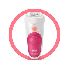 Braun SE 5513,Braun Silk-epil SE 5-513 - Wet&Dry Cordless Epilator with 3 extras including a lighted tweezer Grocery Pack, Dark Pink,