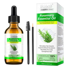 ELBBUB 100% Pure Rosemary Essential Oil for Skin Care & Stimulates Hair Growth for Men Women (60ml) - Nourishes The Scalp, , Versatile Usage for Eyebrow and Eyelash