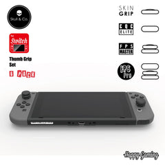 Skull & Co. Skin, CQC and FPS Thumb Grip Set Joystick Cap Analog Stick Cap for Nintendo Switch Joy-Con Controller (Black)