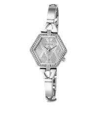 GUESS Women's 28mm Watch - Silver Tone G-Link Silver Tone Dial Silver Tone Case