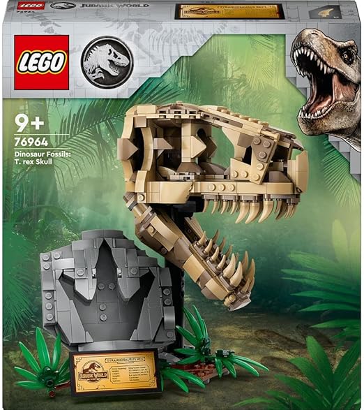 LEGO Jurassic World Dinosaur Fossils: T. rex Skull Toy for 9 Plus Year Old Boys, Girls & Kids, 3D Skeleton Model Kit with Opening Jaw and Display Stand, makes a Cool Dino Decoration, Gift Idea 76964