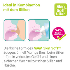 MAM Feel Good Glass Baby Bottle (170 ml), Milk Bottle with Wide Opening, Sturdy Baby Drinking Bottle with Teat Size 1, from Birth, Bear/Hedgehog
