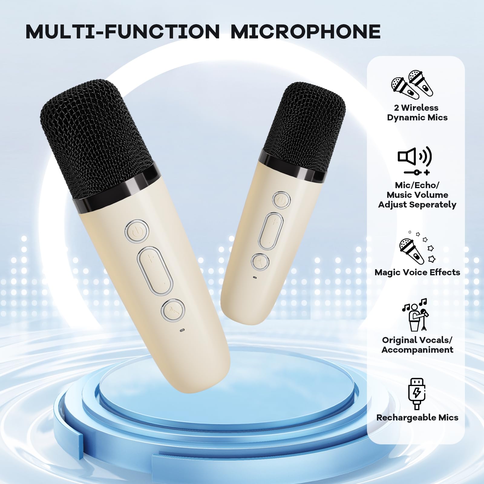 Karaoke Microphone 2 Pack(K1 Beige), K1-L