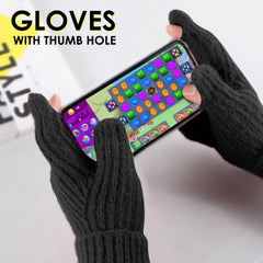 TERRIFI Winter Knit Gloves for Men Women, Touch Screen Texting Gloves, Warm Knitted Glove for Outdoor Soft Elastic Lining, 3Pack