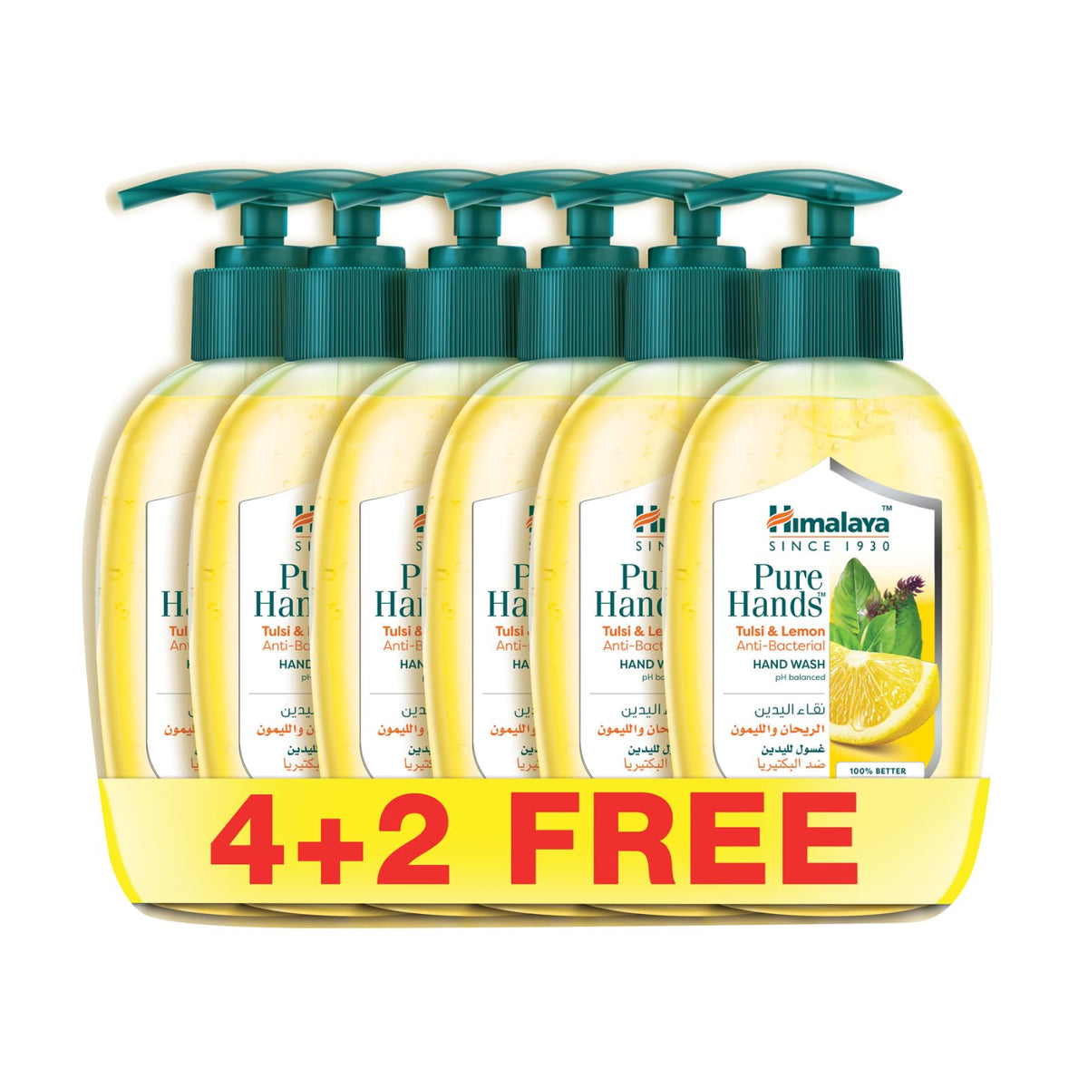 Himalaya Since 1930 PURE HANDS TULSI & LEMON Anti-Bac. HAND WASH 250mlx6