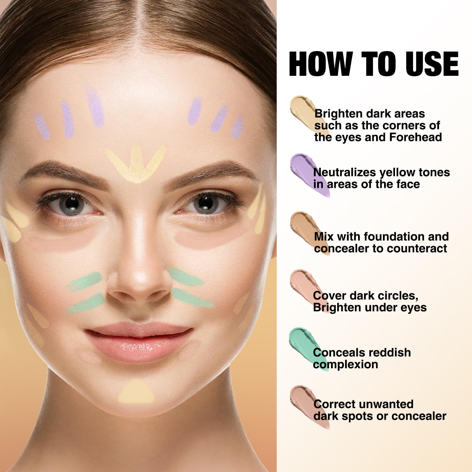 KASTWAVE 6 Color Contour Stick Concealer Bronzer Stick Cream Palette Contour Multifunctional Contouring Makeup Kit for Face Highlighter Makeup Stick Set Long Lasting & Waterproof