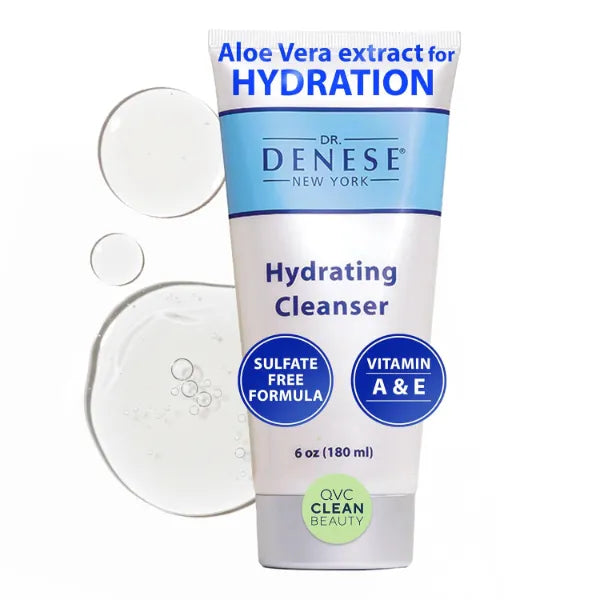Dr. Denese Hydrating Cleanser 6 oz – With Antioxidant Power Vitamin E, Aloe Vera Extract & Hydrolyzed Wheat Protein – For Dry & Sensitive Skin – Removes Makeup Without Drying – Cruelty-Free