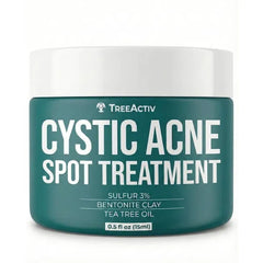 TreeActiv Cystic Acne Spot Treatment Paste with Sulfur, Bentonite Clay, and Tea Tree Oil, Deep Breakouts, 20-Minute or Overnight Application, Suitable for Face and Body, 0.5 oz