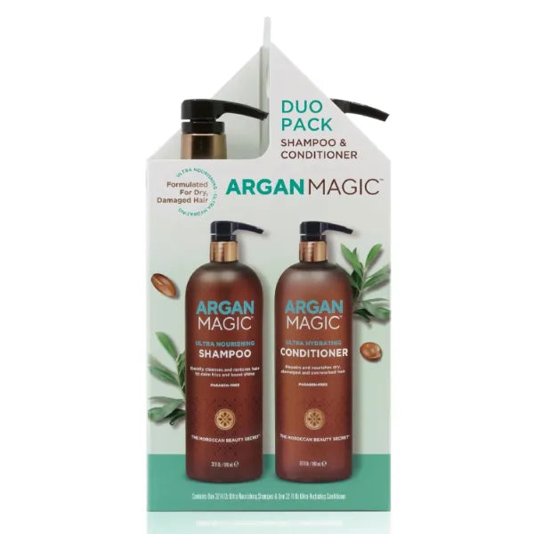 Argan Magic Ultra Shampoo and Conditioner Combo Pack for Dry and Damaged Hair Revives & Dehydrated Brittle Hair Detangles, Smooths & Softens Paraben Free