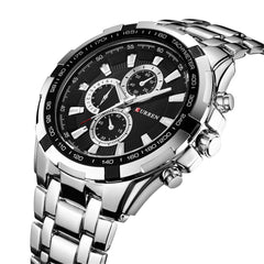 CURREN Watches Men,Sports Waterproof Stainless Steel Quartz Wrist Watch for Men and Boys, 8, Quartz Movement - Silver