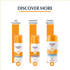 Eucerin Face Sunscreen Oil Control Tinted Gel-Cream Dry Touch, High UVA/UVB Protection, SPF 50+, Color Pigments for Dual Effect, Immediately Covers Skin Imperfections, For Oily Acne-Prone Skin, 50ml