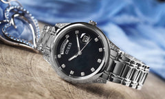 Guess GW0047L1 Aura Stainless Steel Analogue Watch for Women, Black/Silver