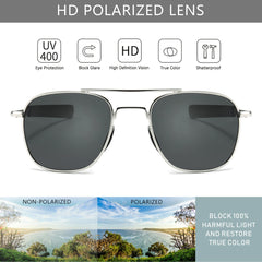 SUNGAIT Men's Military Style Polarized Pilot Aviator Sunglasses Bayonet Temples