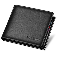 LAORENTOU Men's RFID Bifold Wallet with Zipper Coin Pocket | Genuine Leather | Slim & Casual | Black