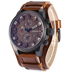 Curren 8225 Casual Decorative Sub-dial Male Quartz Watch Brown watch for Men - Casual Watch Brown