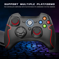 Azonee Wireless Game Controller, 2.4G Wireless Gamepad Joystick PC, Dual Vibration, Support PC (Windows XP/7/8/8.1/10) and PS3, Android, Vista, TV Box/Android Phones, Tablets