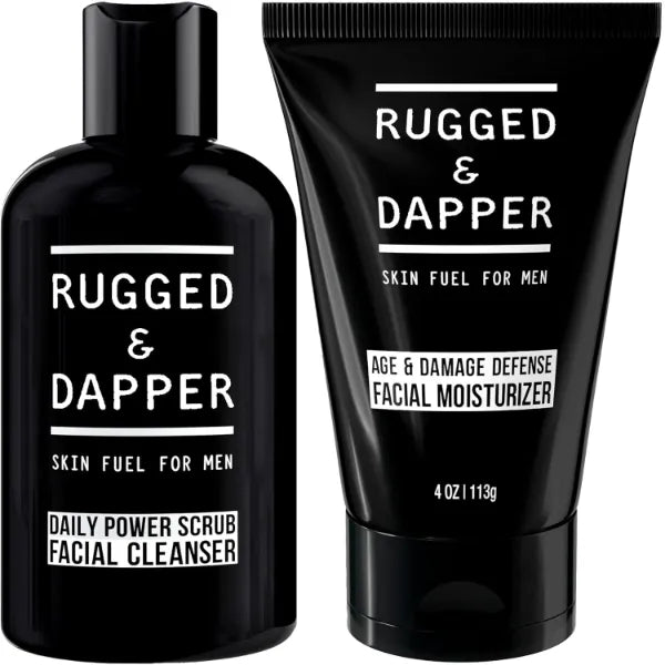 RUGGED & DAPPER - Daily Power Scrub Facial Cleanser and Age Defense Face Moisturizer Bundle