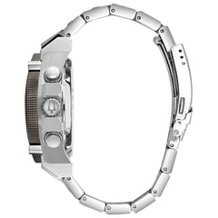 Bulova Men's Icon High Precision Quartz Chronograph Watch, Curved Mineral Crystal, 300m Water Resistant, Continuous Sweeping Secondhand, Luminous Markers - Silver Tone/Blue