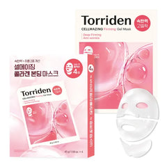 Torriden CELLMAZING Collagen Firming Gel Sheet Mask for Face & Neck (4 Pack) | Smoother, Firmer-Looking Skin with 5D Collagen Complex | Great Holiday & Christmas Gift Stocking Stuffer