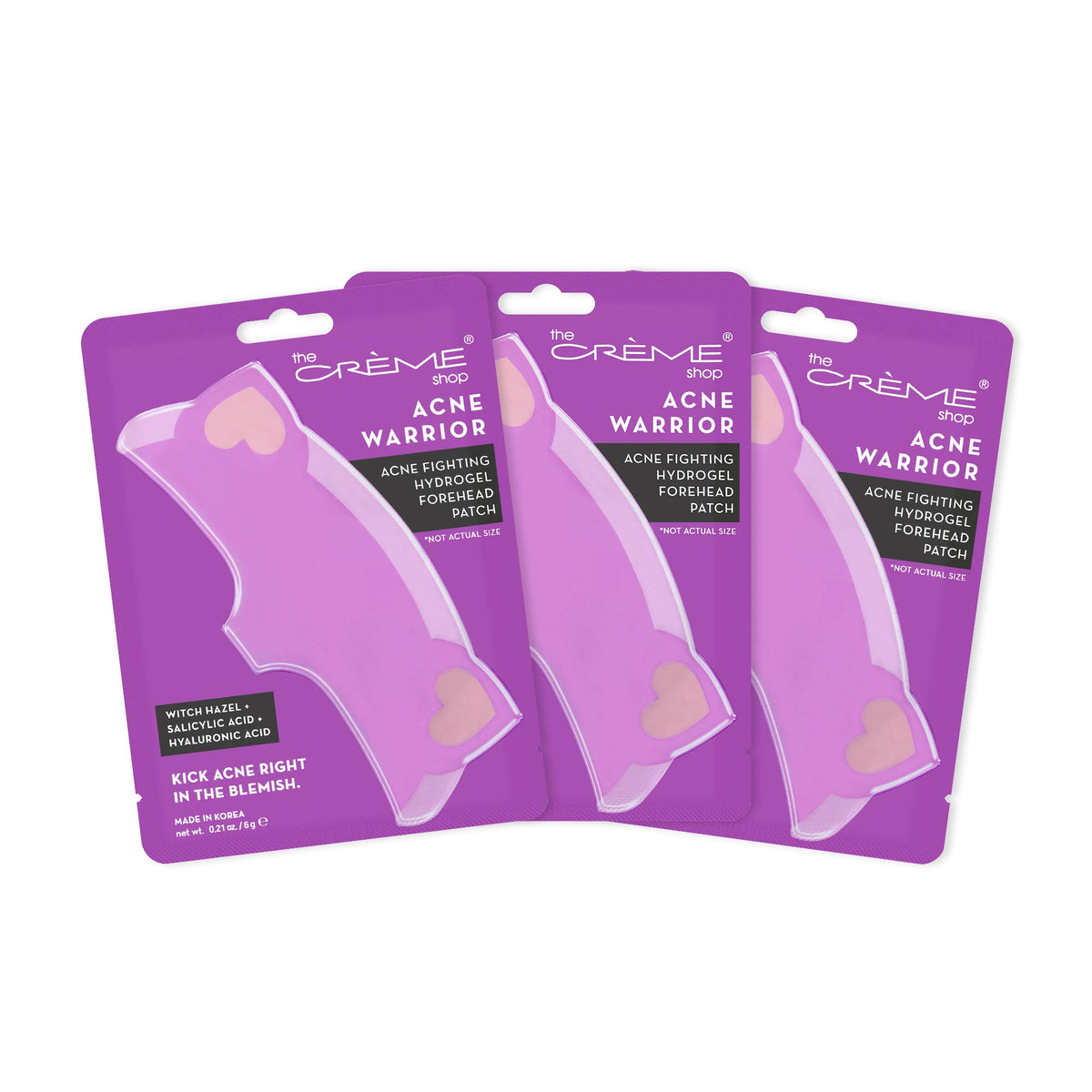 The Crème Shop Acne Treatment Hydrogel Forehead Patch. Hyaluronic Acid + Salicylic Acid + Witch Hazel. Control Oil Production & Minimize Pores