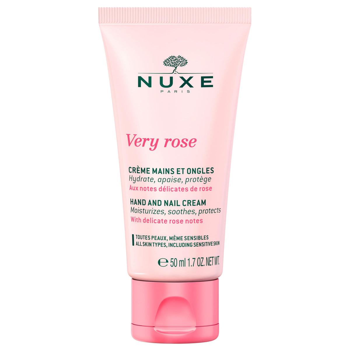 NUXE Very Rose Hand and Nail Cream, Compact, Travel Size- 1.7 oz, 50Ml