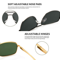 SUNGAIT Men's Polarized Square Aviator Sunglasses Durable Metal Frame for Fishing Driving Golf 100% UV Protection