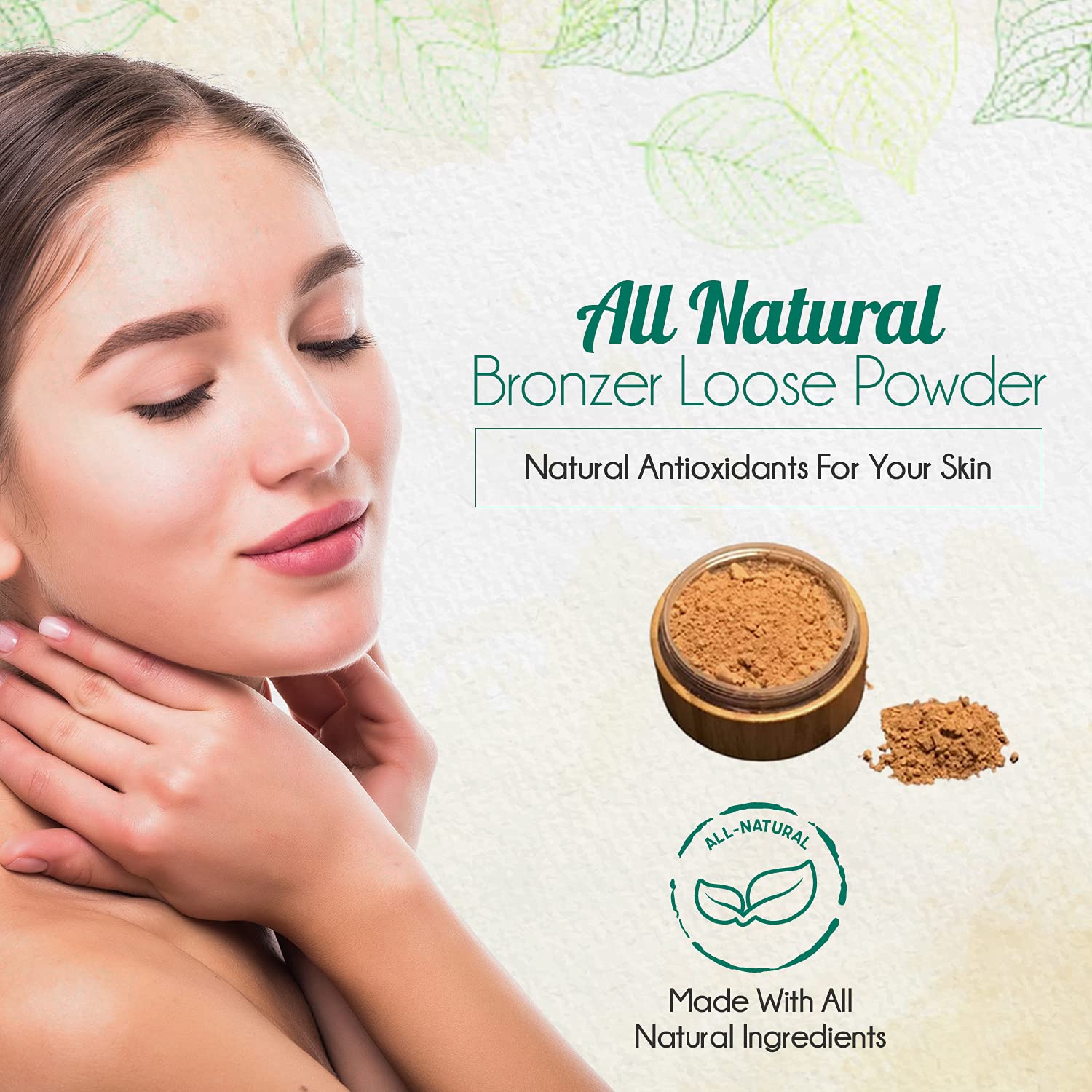 BeNat Vegan and Cruelty Free All Natural Bronzer Powder Face Makeup Anti Aging Natural Make Up Cosmetics Maquillaje Para Mujer