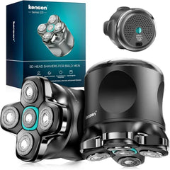Kensen 5D Head Shavers for Bald Men - Kensen 2025 Upgraded Large Hair Chamber Bald Head Shavers for Men, Christmas Gift Best Head Razors for Bald Men’s Waterproof USB-C Cordless 160min for Home Office Travel