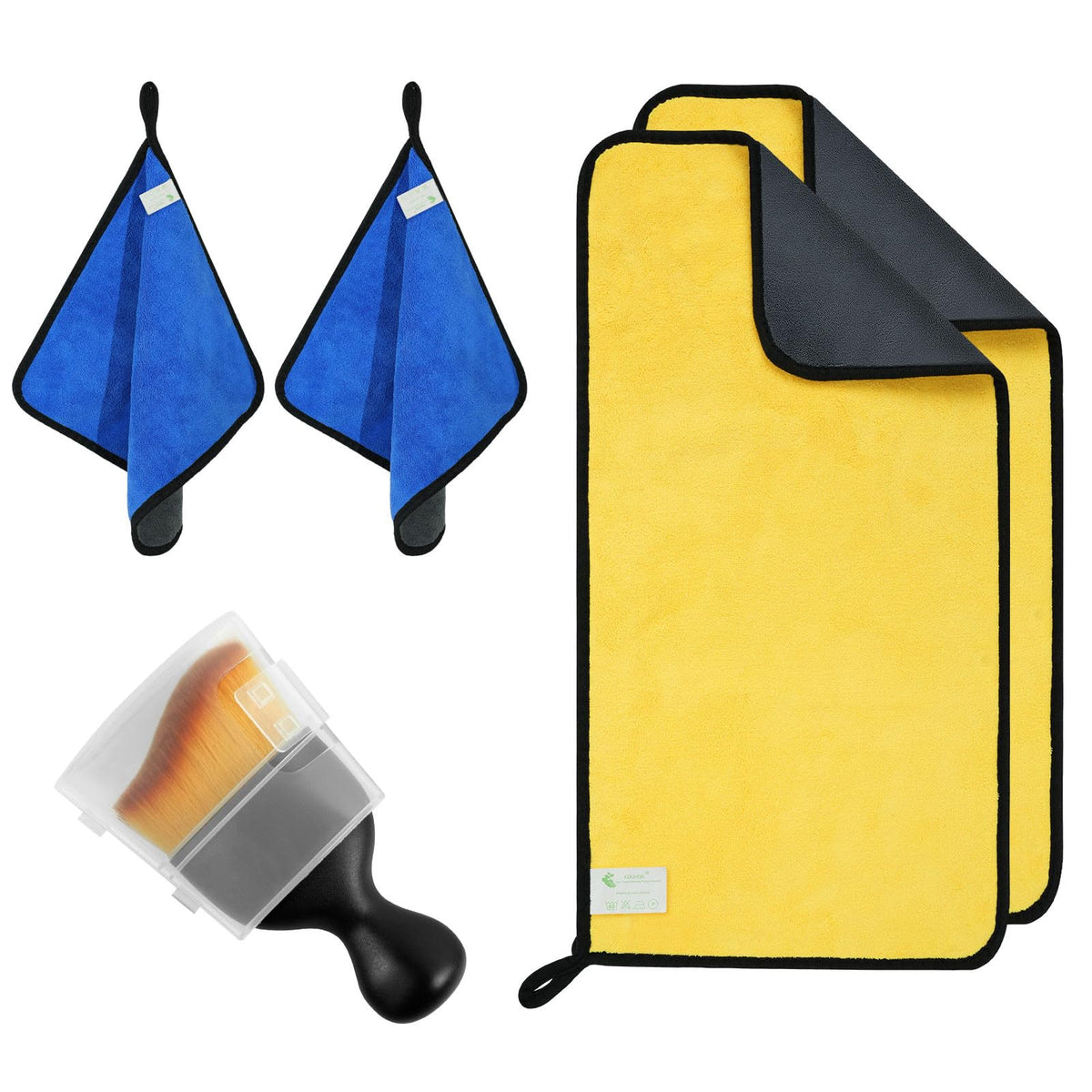 E&C Life Microfiber Cleaning Cloth for Househould, Car Cleaning Cloth, Car Cleaning Tools, Soft Reusable, Thickended Versatile Cloth 600gsm, 2pcs 30X30CM, 2pcs 30X60CM Car Polishing Drying Cloth