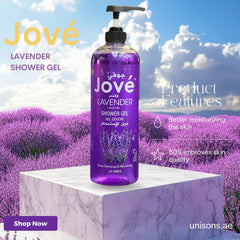 Jove Shower Gel Lavender 1L | Calming & Hydrating Body Wash | Infused with Natural Lavender Extracts | Gentle, Soap-Free & Paraben-Free | Long-Lasting Fragrance & Deep Moisturization