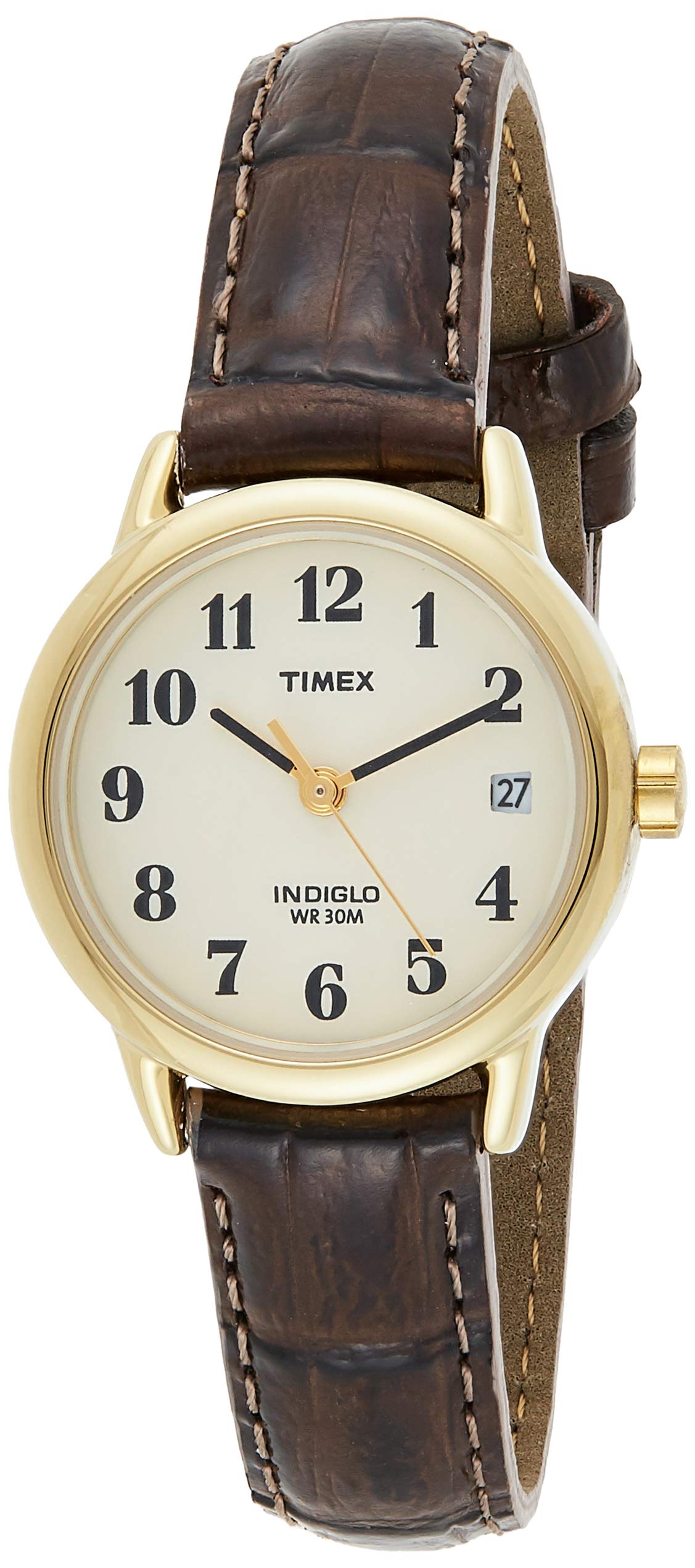 Timex Womens Quartz Watch, Analog Display And Leather Strap - T20071 - Brown