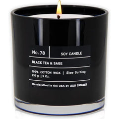 Lulu Candles Black Tea & Sage Highly Scented Candles for Home Soy Blend Jar Candle with 100% Cotton Wick  Slow Burning (9 Oz.)