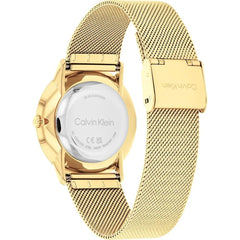 CALVIN KLEIN UNISEX'S GREY DIAL IONIC PLATED THIN GOLD STEEL BRACELET WATCH - 25300003