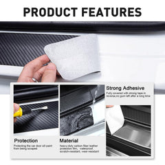 REMOCH 4 PCS Car Door Sill Protector Dodge Charger Durango Challenger Journey Accessories Door Entry Guard Sill Plate Step Scuff Plate Scratch Pad Protective Carbon Fiber Threshold Stickers（Red）