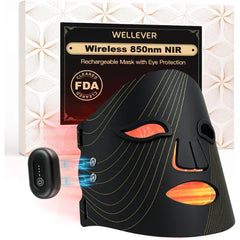 WELLEVER Red Light Therapy Mask for Face, Wireless Led Face Mask Light Therapy with 850nm Near-Infrared, 4 Modes Rechargeable Led Facial Skincare Device