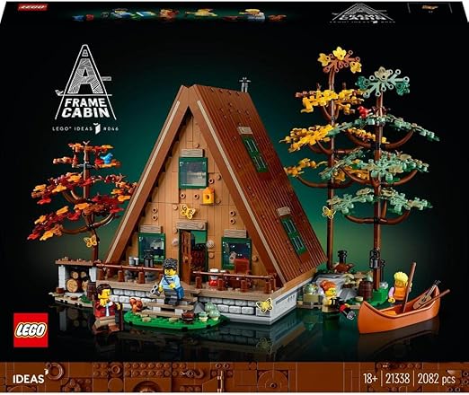 LEGO 21338 Ideas A-Frame Cabin Set, Countryside House Model Building Kit for Adults with 4 Customisable Minifigures & Wildlife Animal Figures, Gift idea for Him or Her