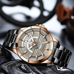 CURREN Original Brand 8381 Stainless Steel Band Wrist Watch For Men With Brand (Box)-8381 - BROWN GRAY
