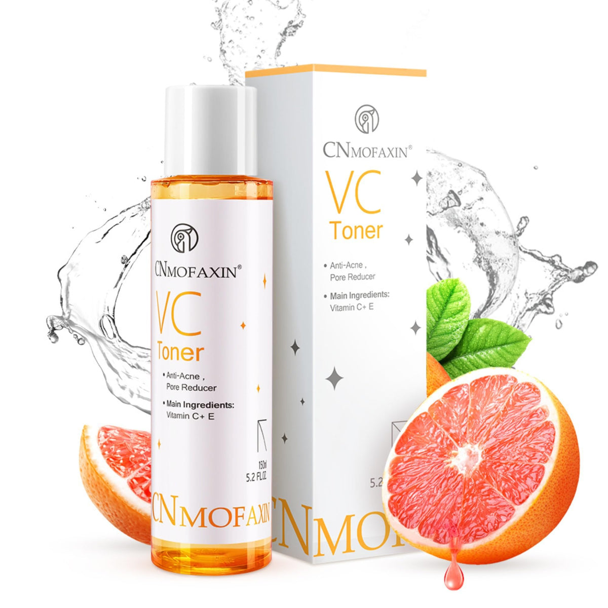 CNMOFAXIN Vitamin C Toner for Acne Prone & Oily Skin, Hydrating & Brightening Skin Toner for Open Pores with Pawpaw, Persimmon, & Grapefruit Extract - 150ml