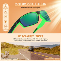 WASAIKKU Polarized Sunglasses for Men Women Classic Fashion Sunglasses Baseball Cycling Driving Fishing Golf Mens Sunglasses with UV Protectio - Black Frame With Blue Green Lens