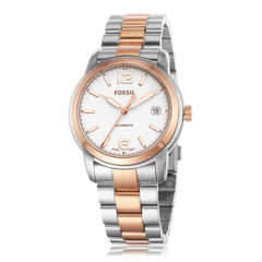 Fossil Heritage Automatic Silver Dial Two-Tone Unisex Watch ME3227