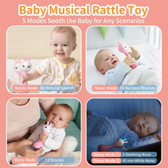 Alilo – Smarty Shake & Tell Rattle, R1 - Smarty Pink | Shake & Tell Rattle, Music, Stories, & Color Learning for Babies | Hi-Fi Sound, Light-Up Ears, USB Charging | 0+