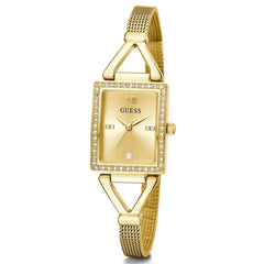 GUESS US Women's Gold-Tone Mesh Analog Watch, one