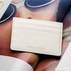 PAULO SERINI® Unisex Card Holder with 6 Card Slots and Compartment for Banknotes and Coins Elegant Credit Card Holder Made of Soft Vegan Leather - Cloud White