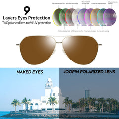 Joopin Sunglasses for Men Women, Polarized Classic Sunglasses Lightweight Metal Frame UV400 Protection