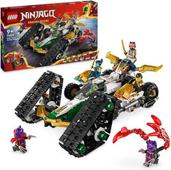 LEGO NINJAGO Ninja Team Combo Vehicle 4-in-1 Ninja Adventure Toy, with 2 Motorbikes, Glider and 6 Minifigures Incl. Characters Lloyd, Nya and Cole, Birthday Gift for 9 Plus Year Old Boys & Girls 71820