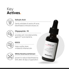 Minimalist 2% Salicylic Acid Serum For Oily Skin | Helps With Open Pores, Breakouts, Blackheads & Bumpy Texture | BHA Based Exfoliant for Oily Skin | 30ml